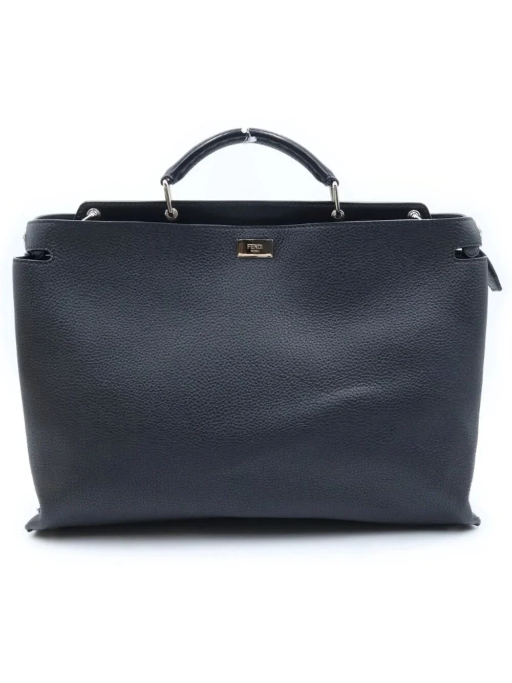 Fendi Peekaboo Essentially Iconic 2-Way Shoulder Bag Black Leather Silver